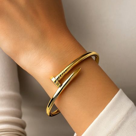 18K Gold Plated Nail Design Minimalist Bracelet